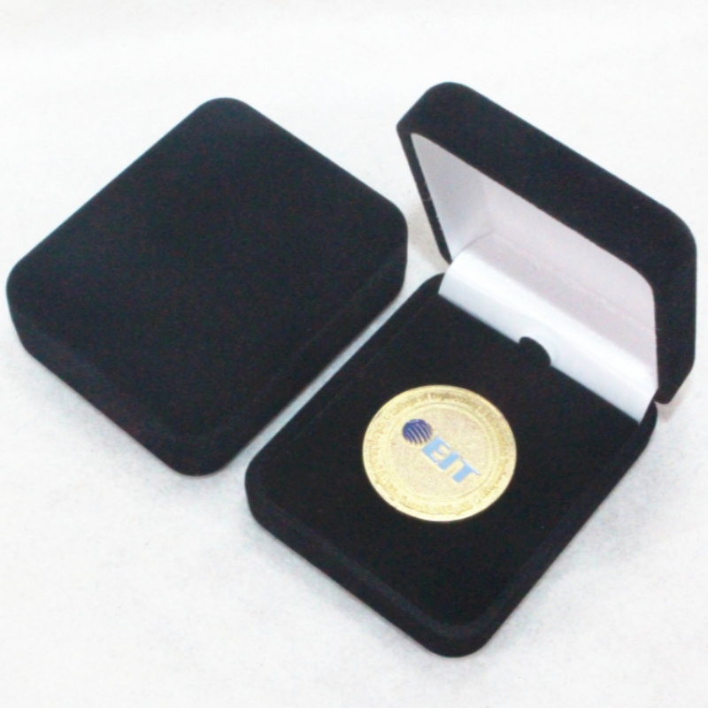 Mục F-05 hình tròn Velvet Box để gọi, huy hiệu và đồng xu nhỏ, mm.55*70*26, tạ về 35g